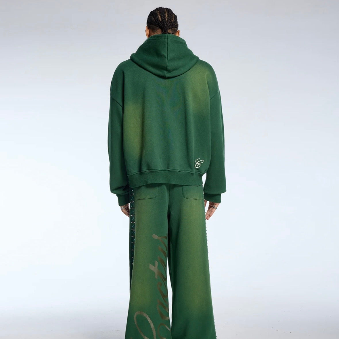 AZVA Green Hidden Crystal Zip Hoodie
