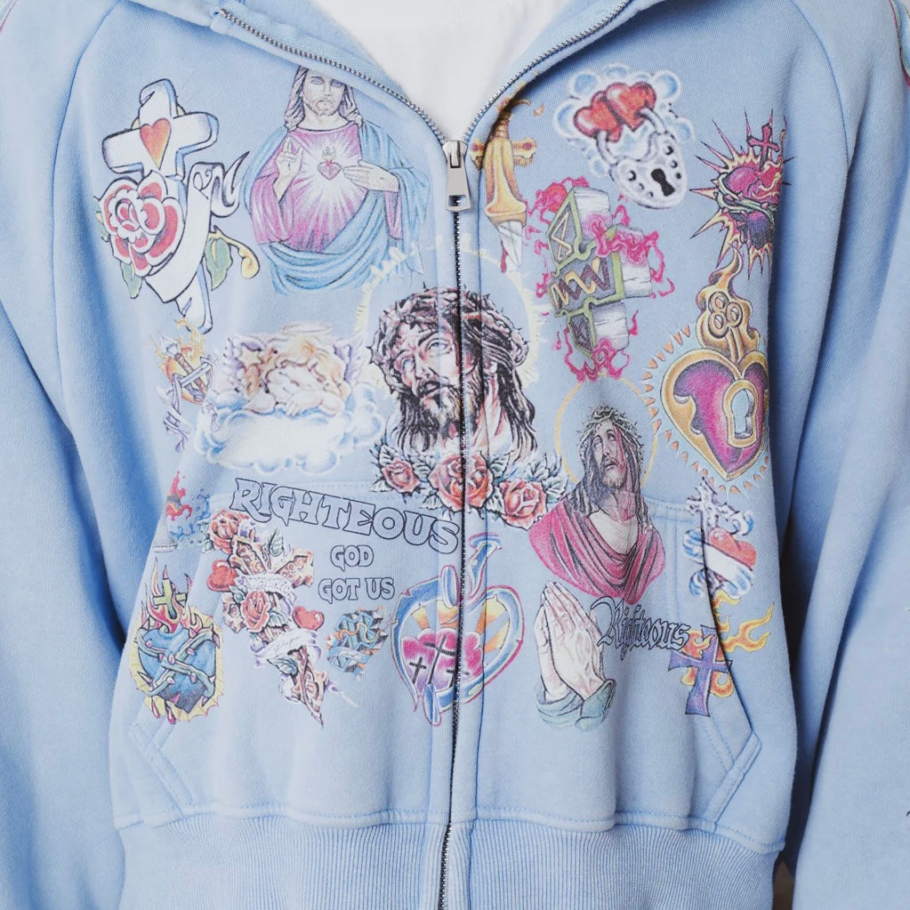 We Are Righteous Blue Risen King Zip Hoodie