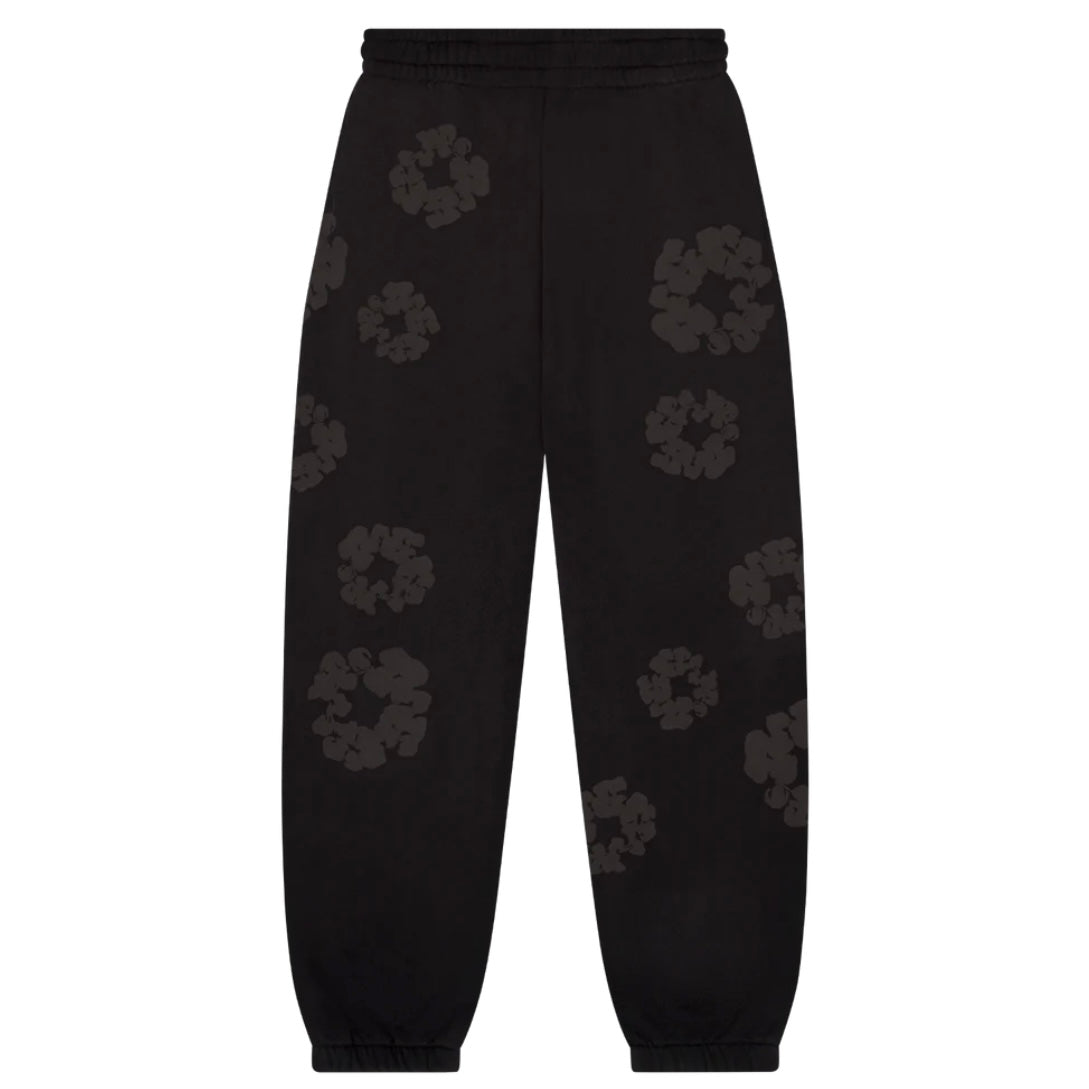 Denim Tears Faded Black Mono Cotton Wreath Sweatpants