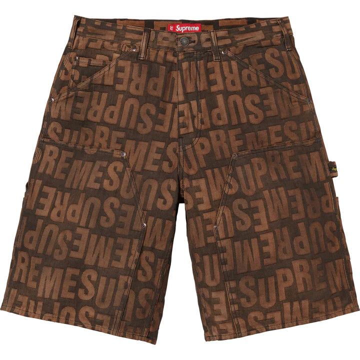 Supreme Dark Brown Repeat Jacquard Double Knee Denim Shorts
