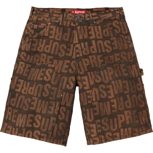 Supreme Dark Brown Repeat Jacquard Double Knee Denim Shorts