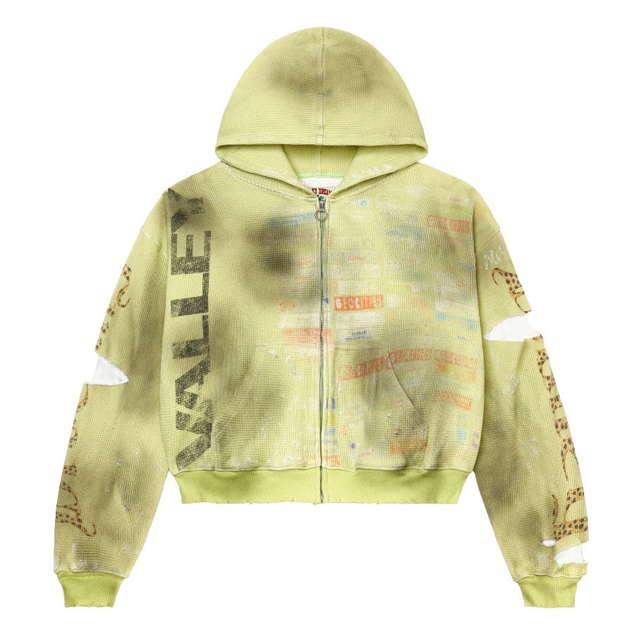 Vale Hack Green Glitch Zip Hoodie