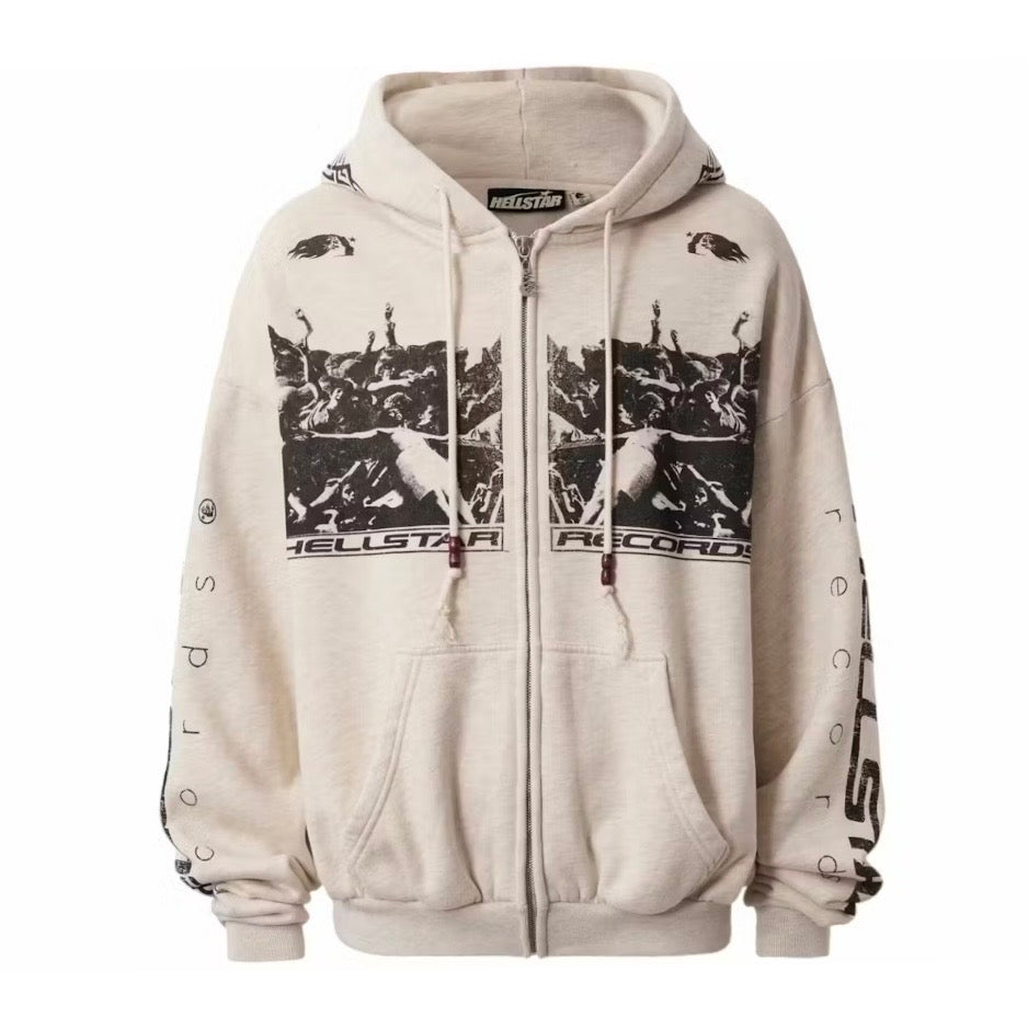 Hellstar Oatmeal Moshpit Zip Hoodie