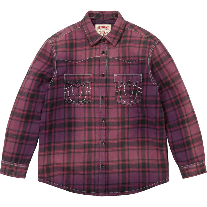 Supreme True Religion Purple Quilted Lined Plaid Flannel