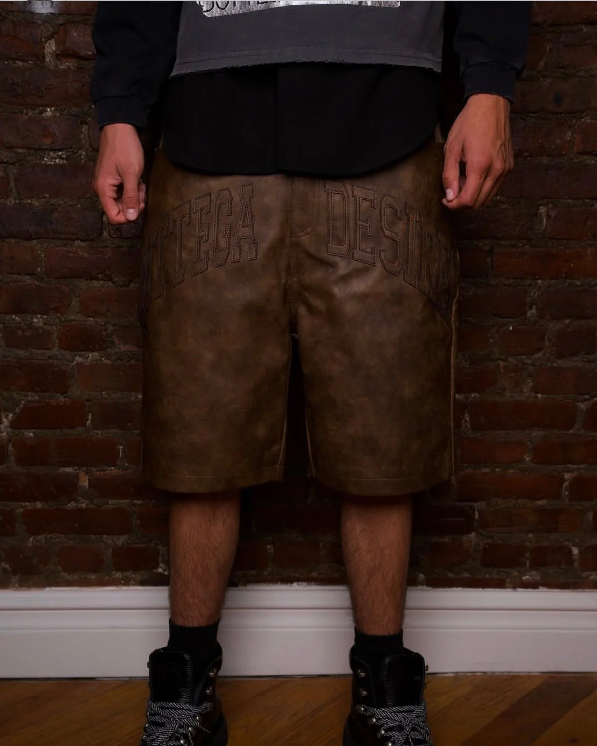 Bottega Desires Brown Leather Shorts