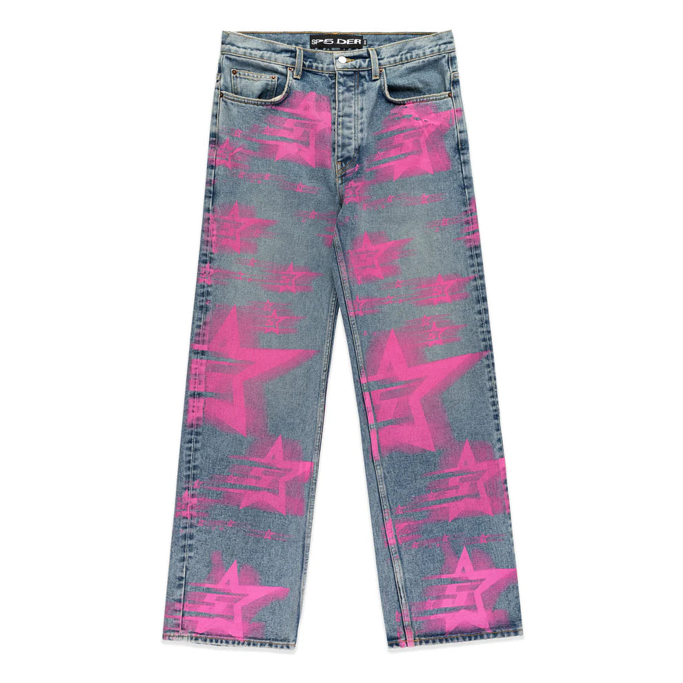 Sp5der Indigo 5 Star Blue Denim Pants