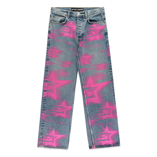 Sp5der Indigo 5 Star Blue Denim Pants