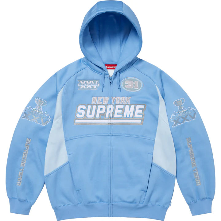 Supreme Light Blue Football Zip Hoodie