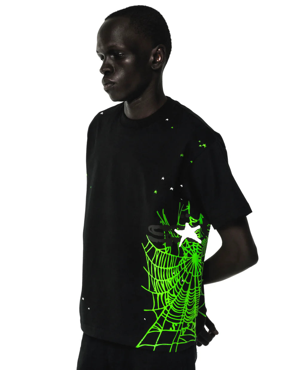 Sp5der Black Green Heavy Web T-Shirt