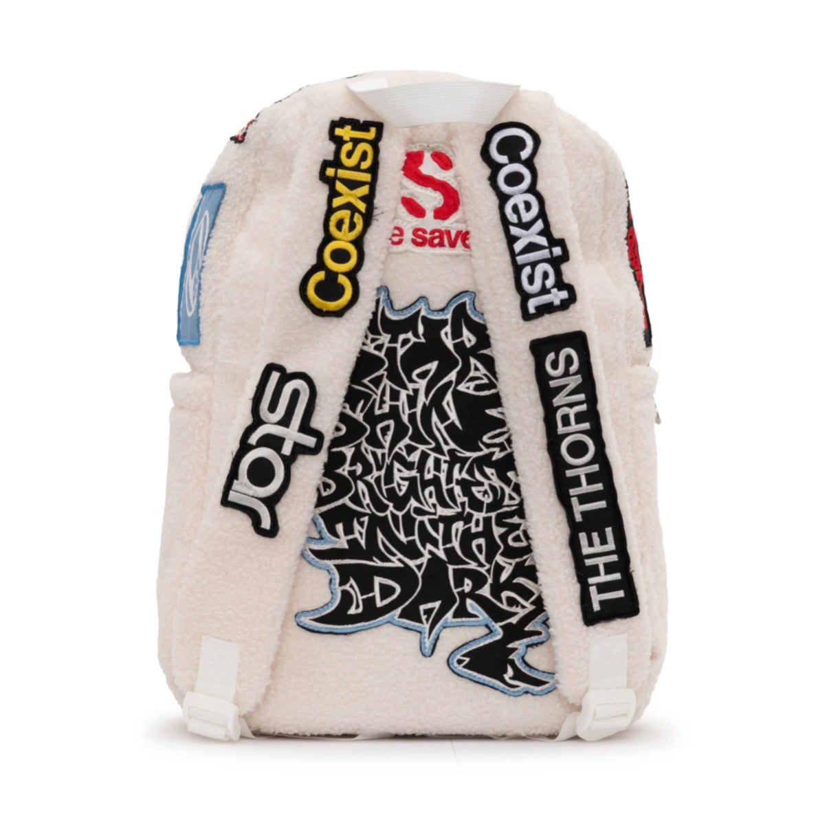 Hellstar White Sherpa Patchwork Backpack