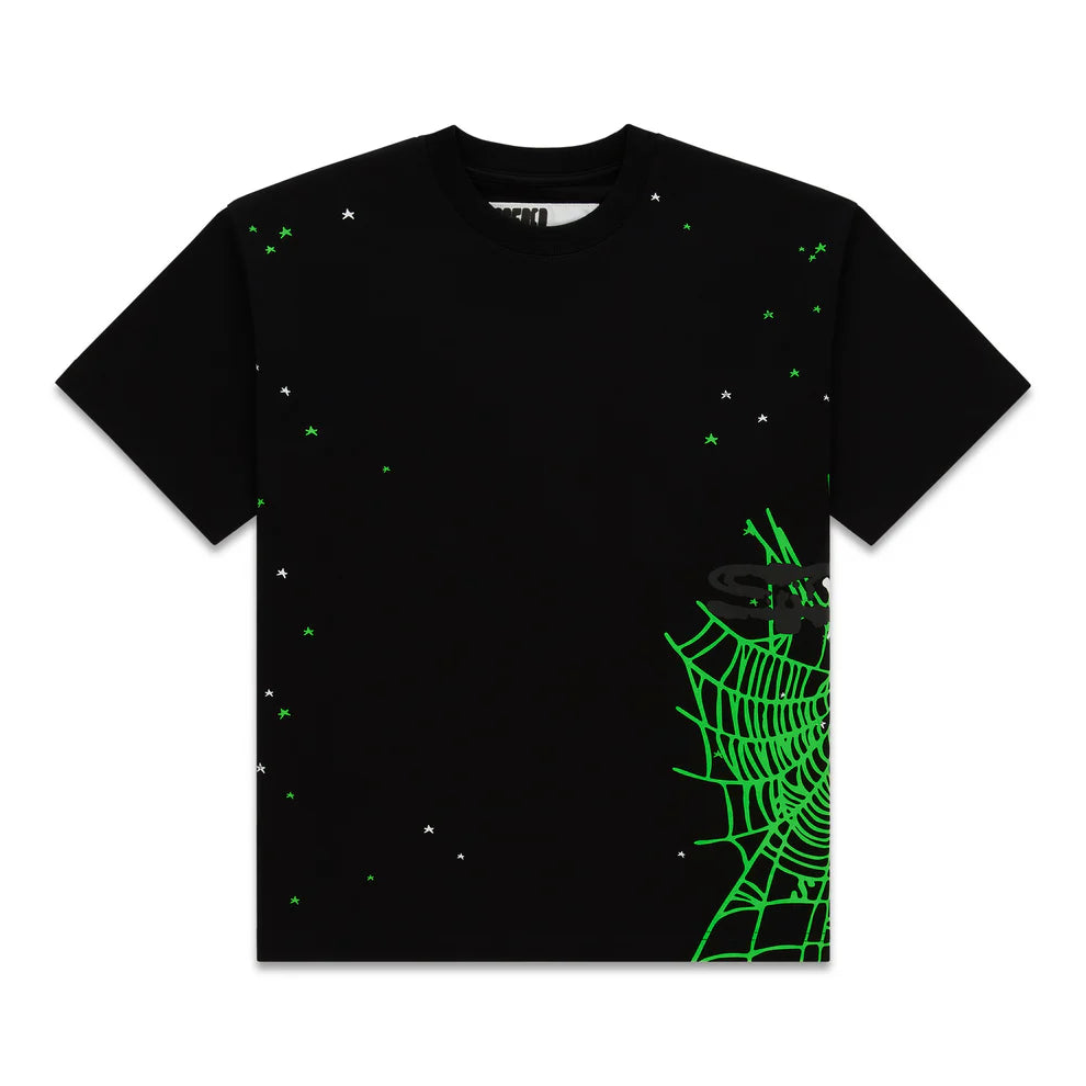 Sp5der Black Green Heavy Web T-Shirt
