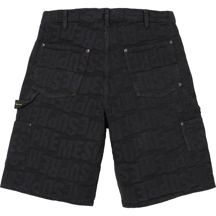 Supreme Black Repeat Jacquard Double Knee Denim Shorts