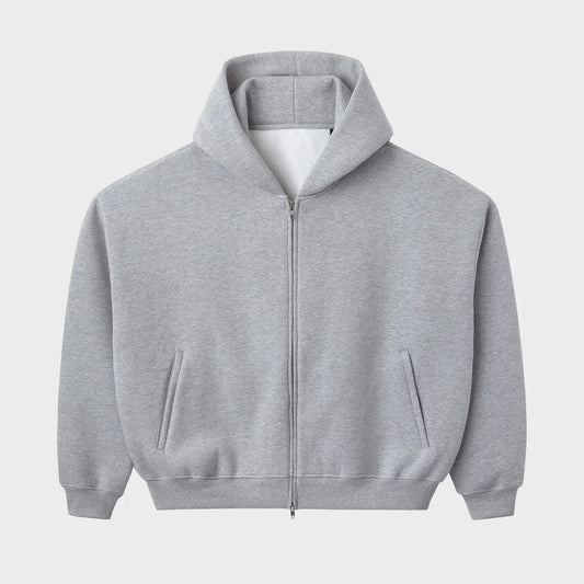 HMDD Heather Grey Blank Zip Hoodie