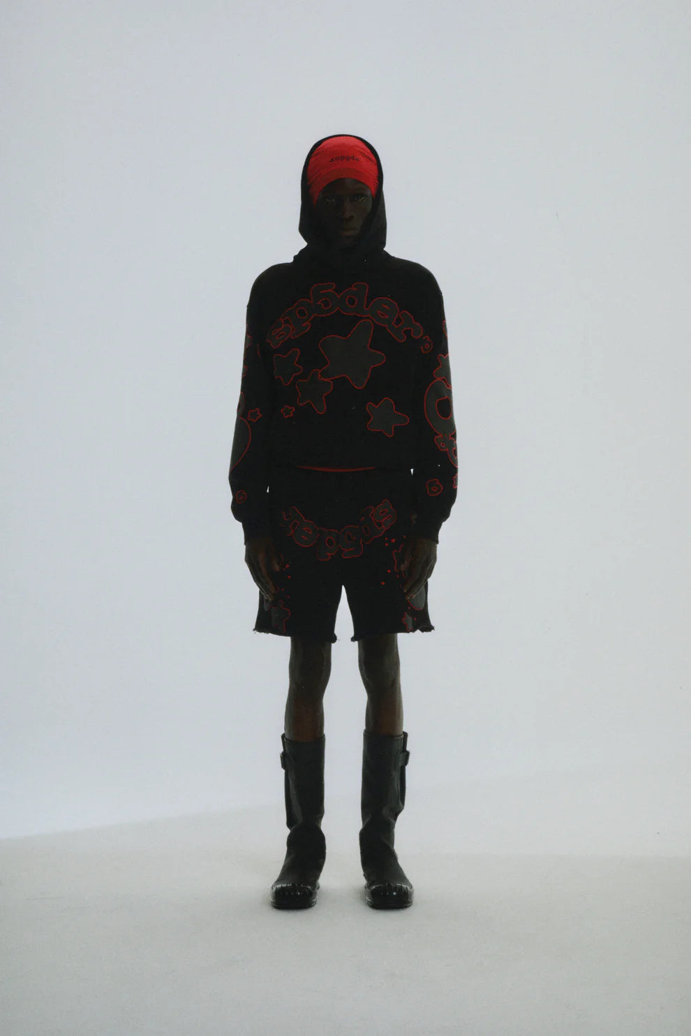 Sp5der Black Red Beluga Outline Hoodie