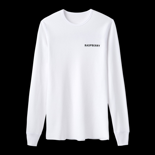 GV Gallery Kimbo Slice Thermal, white long-sleeve waffle thermal on black, small dark RASPBERRY text at the chest