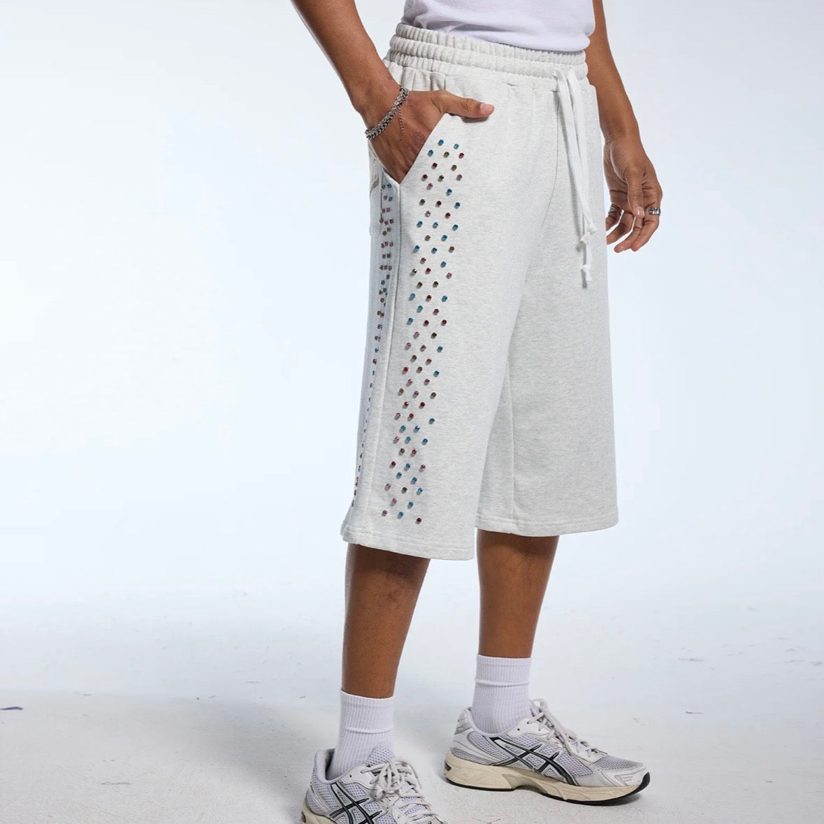 AZVA Grey Crystal Cactus Shorts