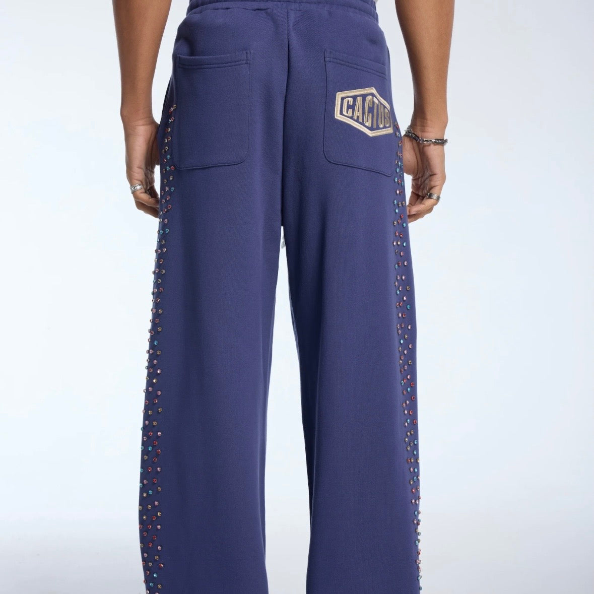 AZVA Navy Crystal Cactus Sweatpants