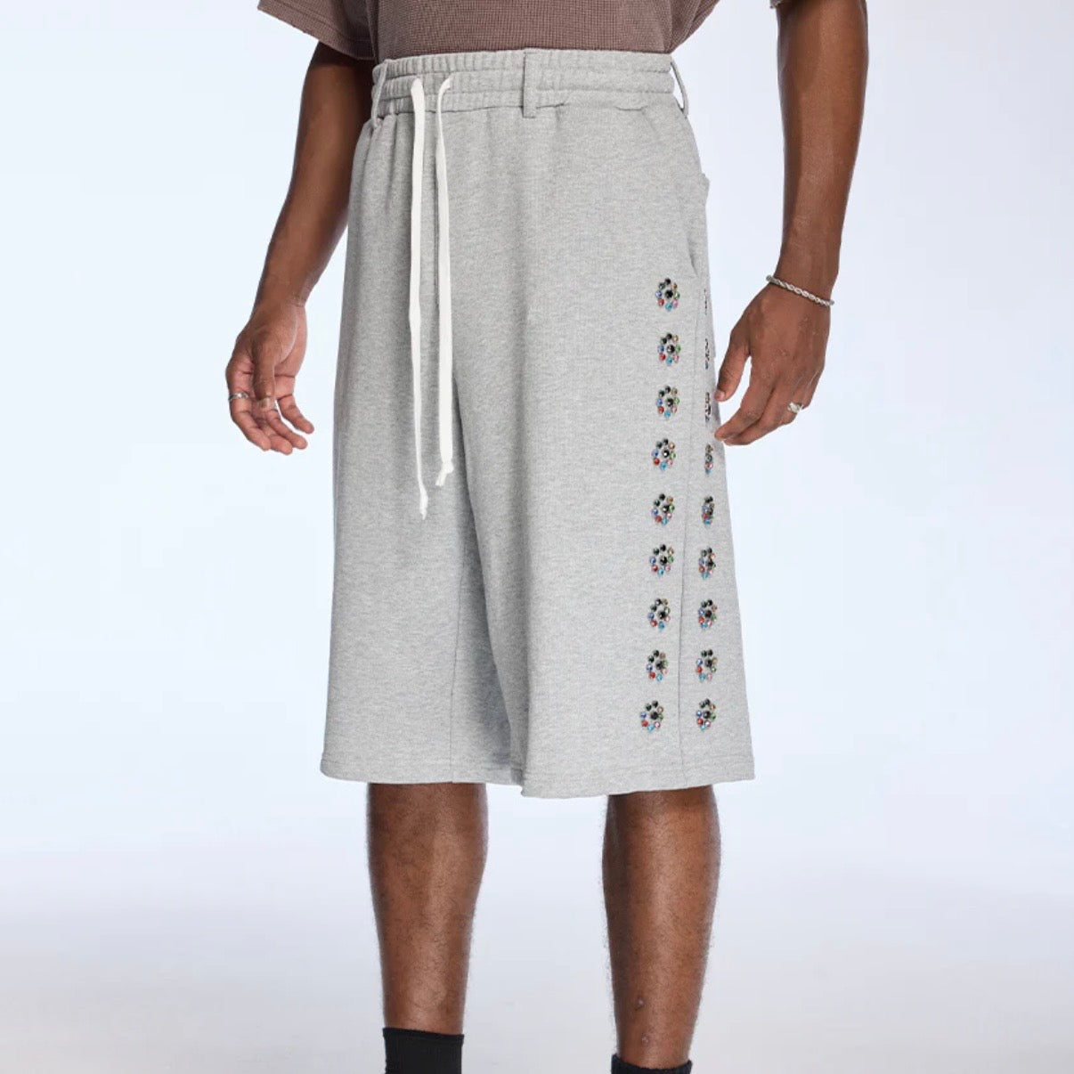 AZVA Grey Crystal Blossom Shorts