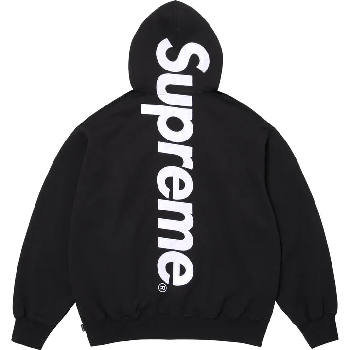 Supreme Black Satin Applique Hoodie