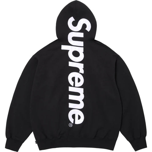 Supreme Black Satin Applique Hoodie