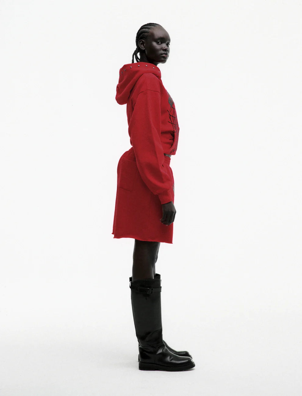 Sp5der Red OG Web Studded Zip Hoodie