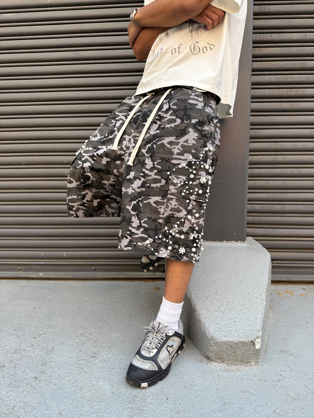 We Are Righteous Black Camo Pearl Cargo Shorts