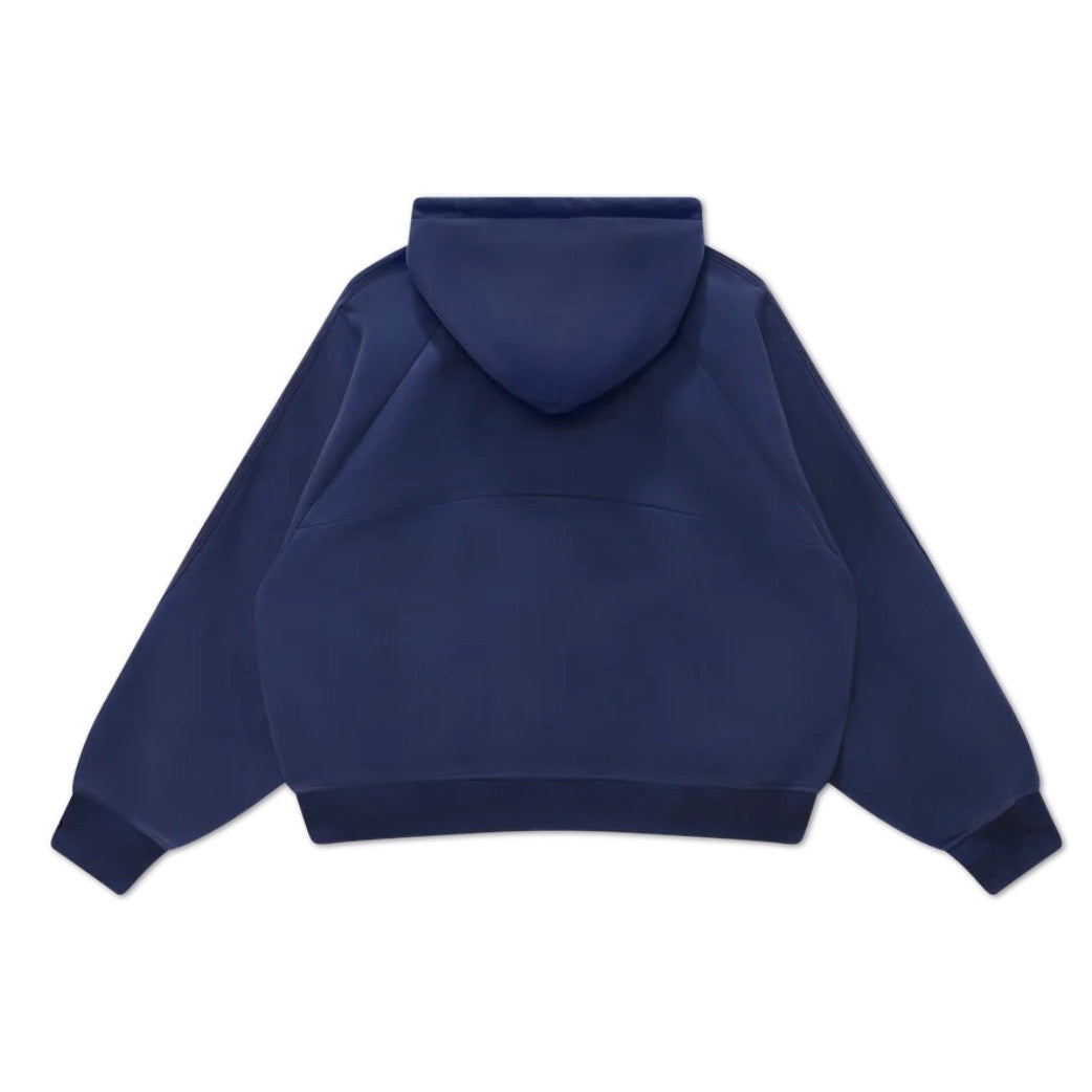 We Are Righteous Navy Anchor Of Faith Zip Up plain navy back with hood and ribbed hem