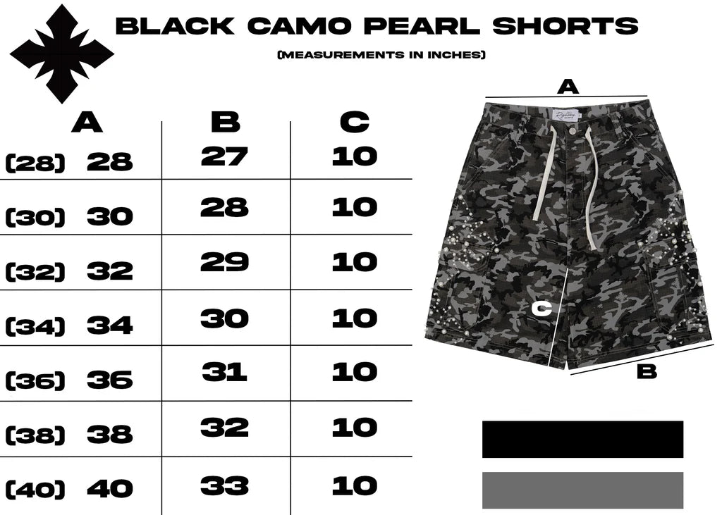 We Are Righteous Black Camo Pearl Cargo Shorts