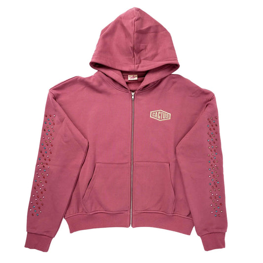 AZVA Raspberry Crystal Cactus Zip Hoodie