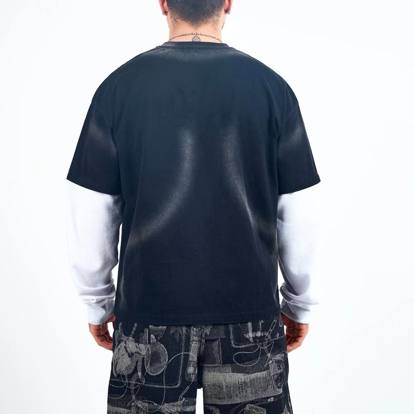 AZVA Vintage Black Oreo Double Layer Long Sleeve