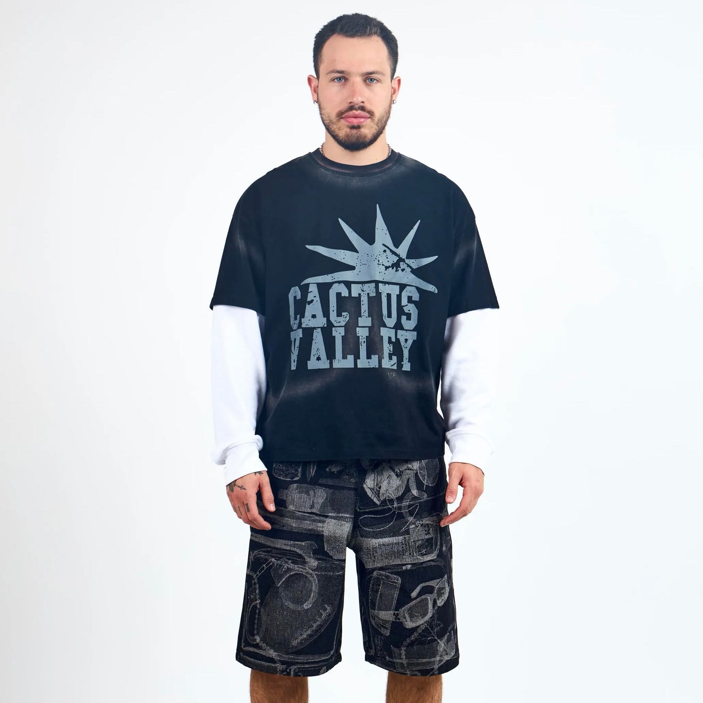 AZVA Vintage Black Oreo Double Layer Long Sleeve
