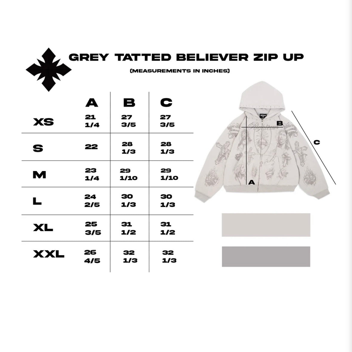 We Are Righteous Grey Tatted Believer Zip Hoodie