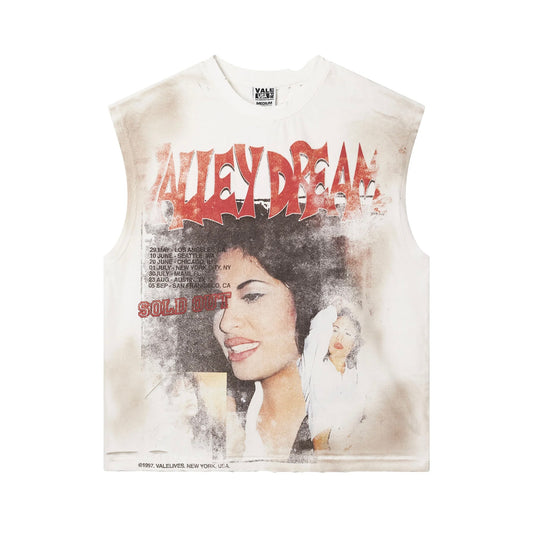 Vale White La Flor Muscle T-Shirt