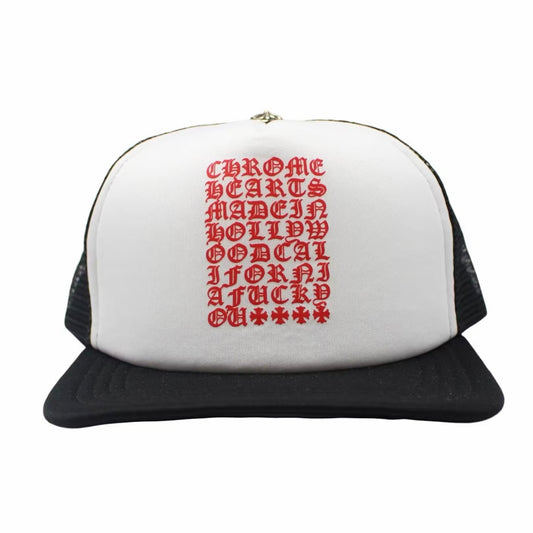 Chrome Hearts Black White Eyechart Trucker Hat