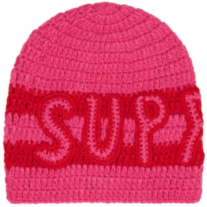 Supreme Pink Crochet Logo Beanie
