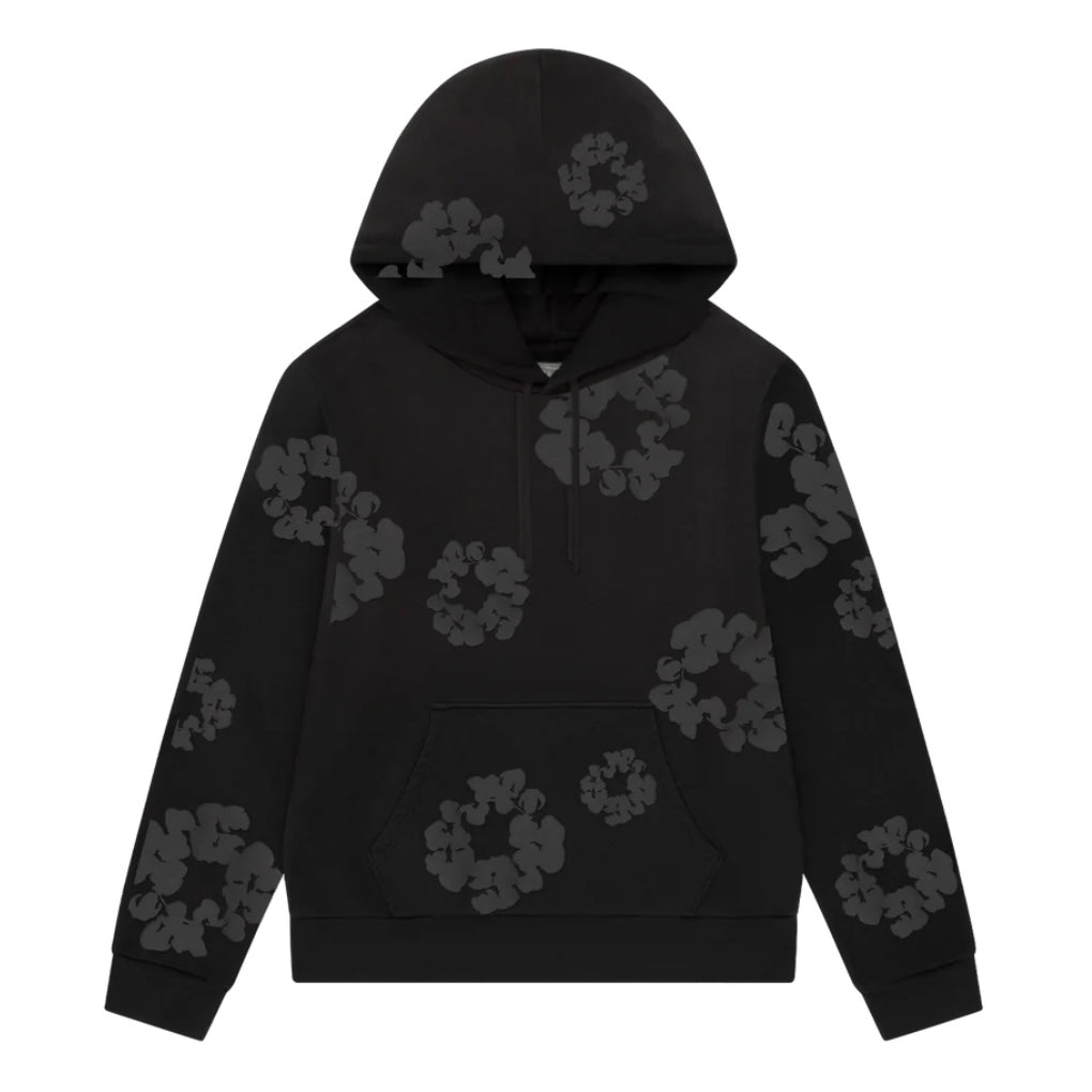 Denim Tears Faded Black Mono Cotton Wreath Hoodie