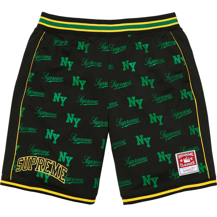 Supreme Mitchell & Ness Black Monogram Basketball Shorts