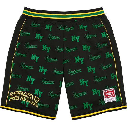 Supreme Mitchell & Ness Black Monogram Basketball Shorts
