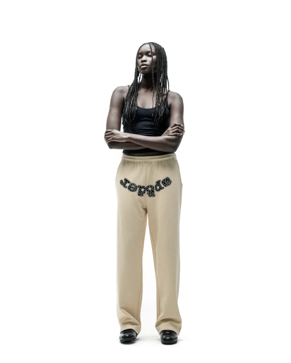 Sp5der Cream Mixed Stone OG Logo Sweatpants