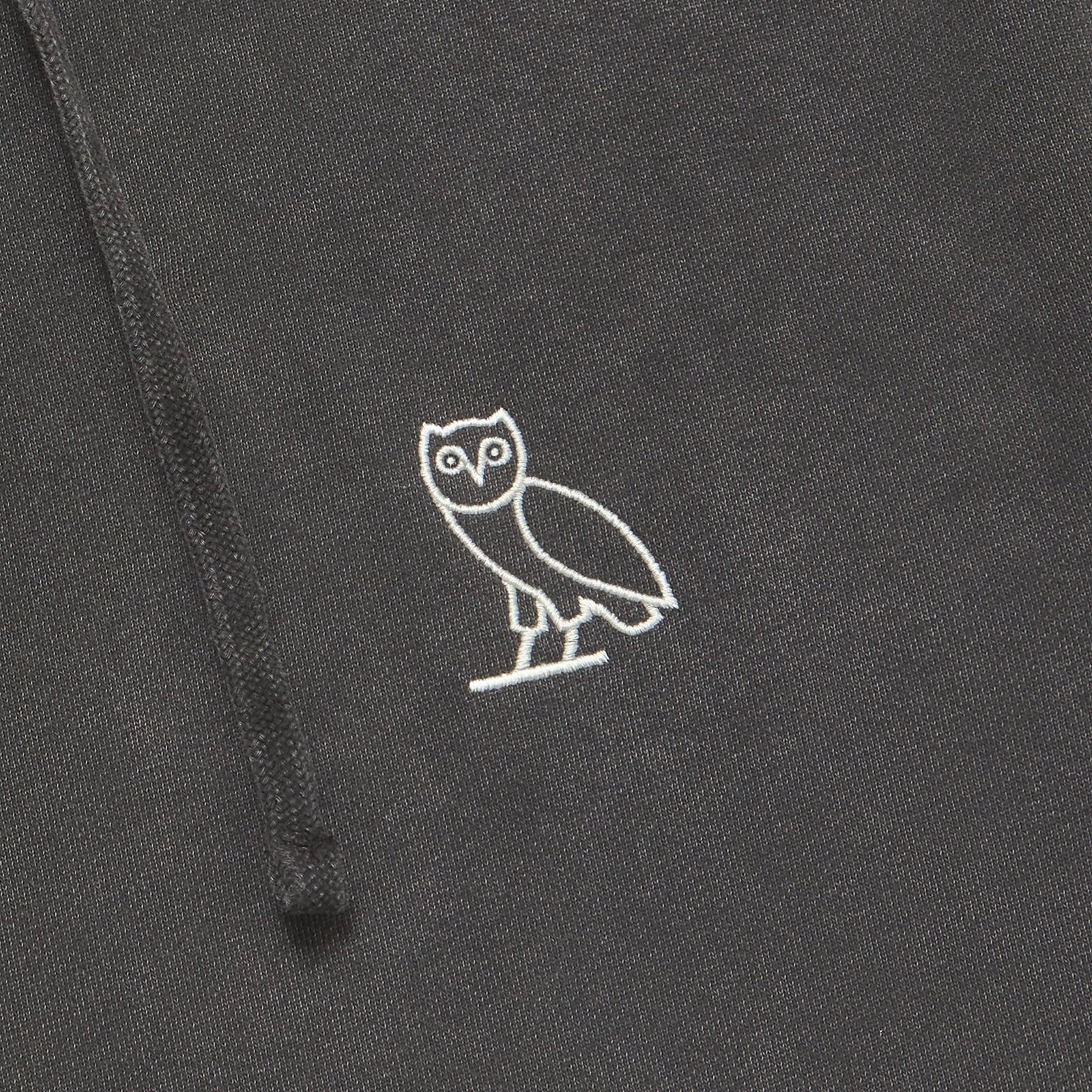 OVO Washed Black Silver Hoodie Close View 2