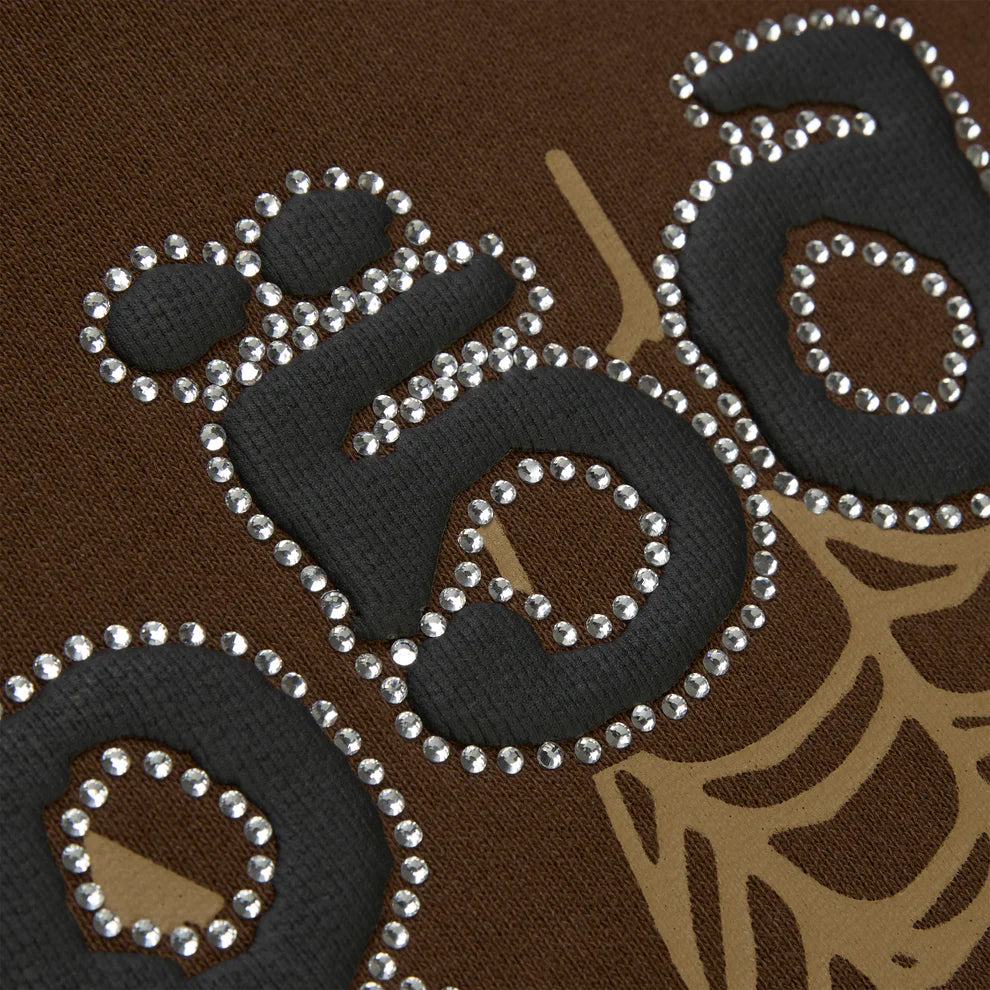 Sp5der Brown Rhinestone OG Web Hoodie