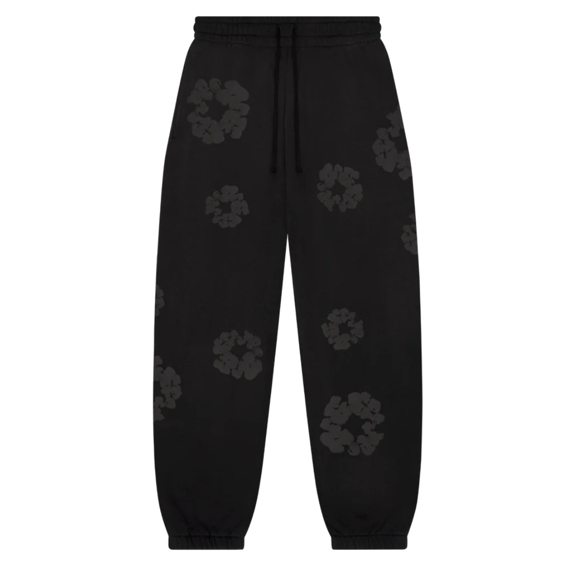 Denim Tears Faded Black Mono Cotton Wreath Sweatpants
