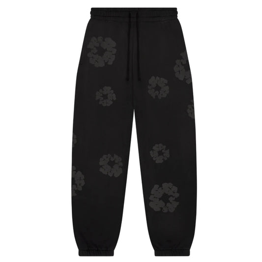 Denim Tears Faded Black Mono Cotton Wreath Sweatpants