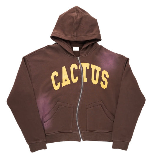 AZVA Brown Crooked Cactus Zip Hoodie
