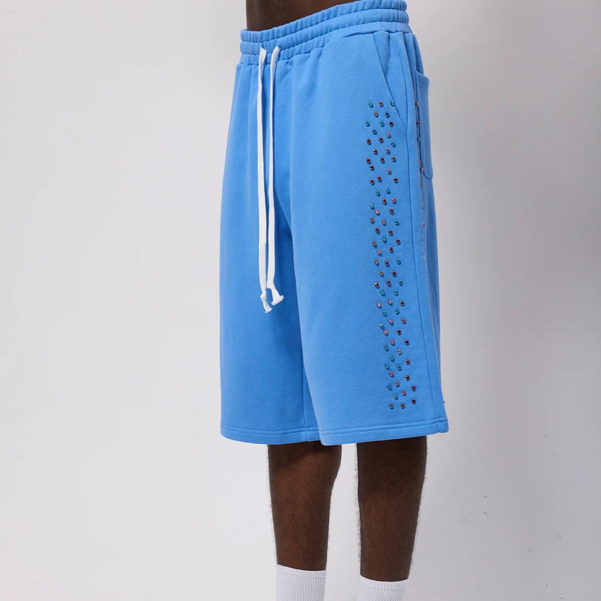 AZVA Baby Blue Crystal Cactus Shorts