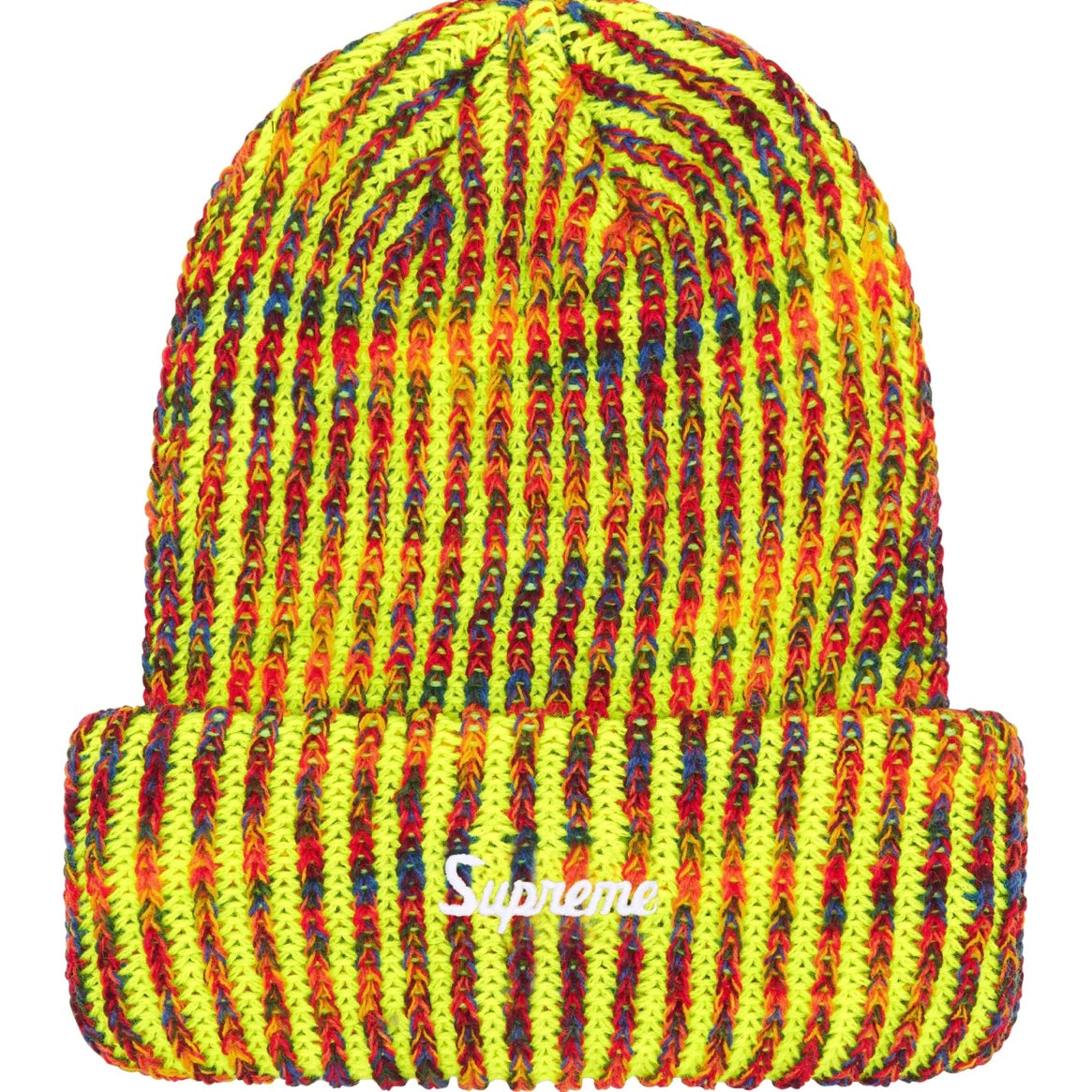 Supreme Neon Yellow Rainbow Loose Gauge Beanie