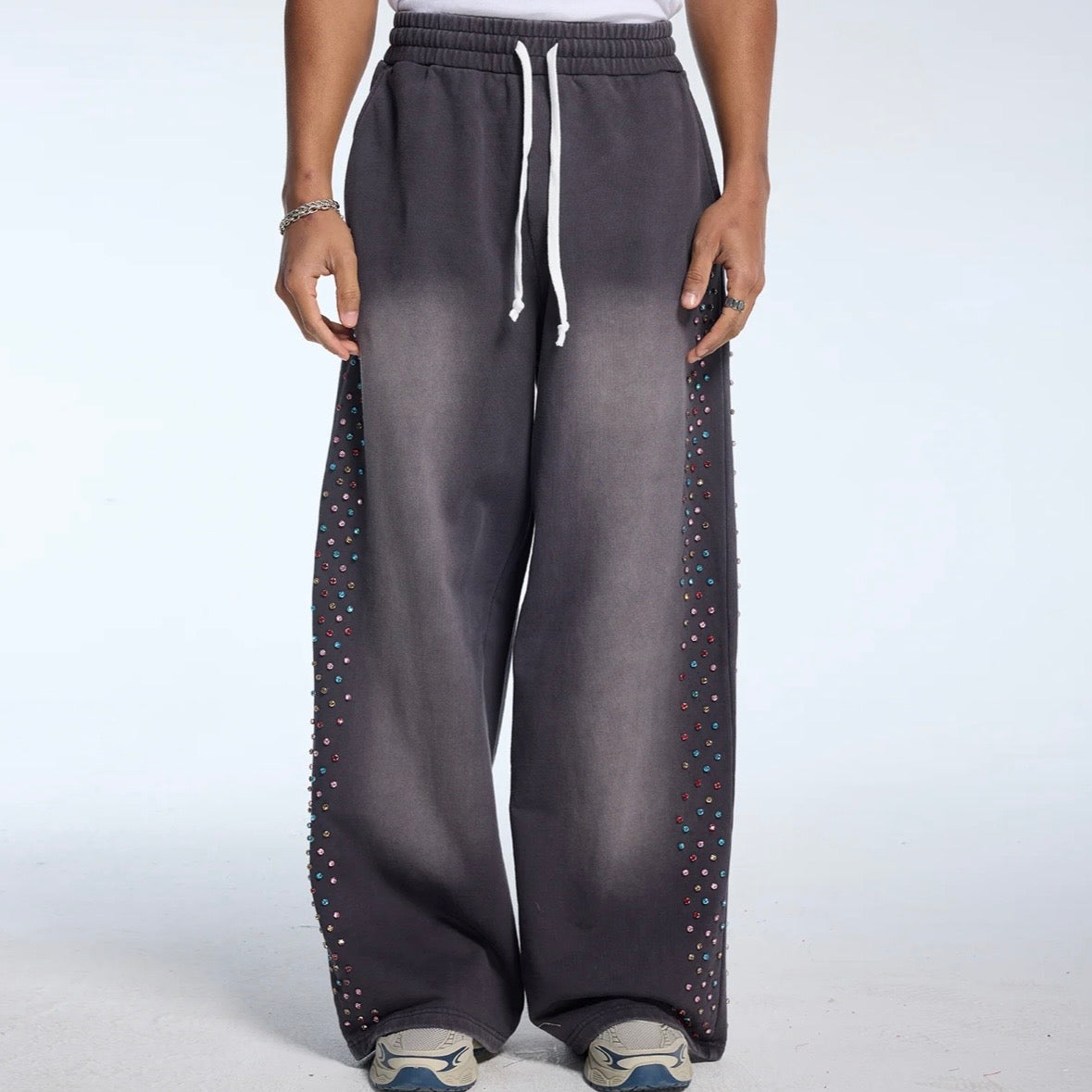 AZVA Vintage Black Crystal Cactus Sweatpants