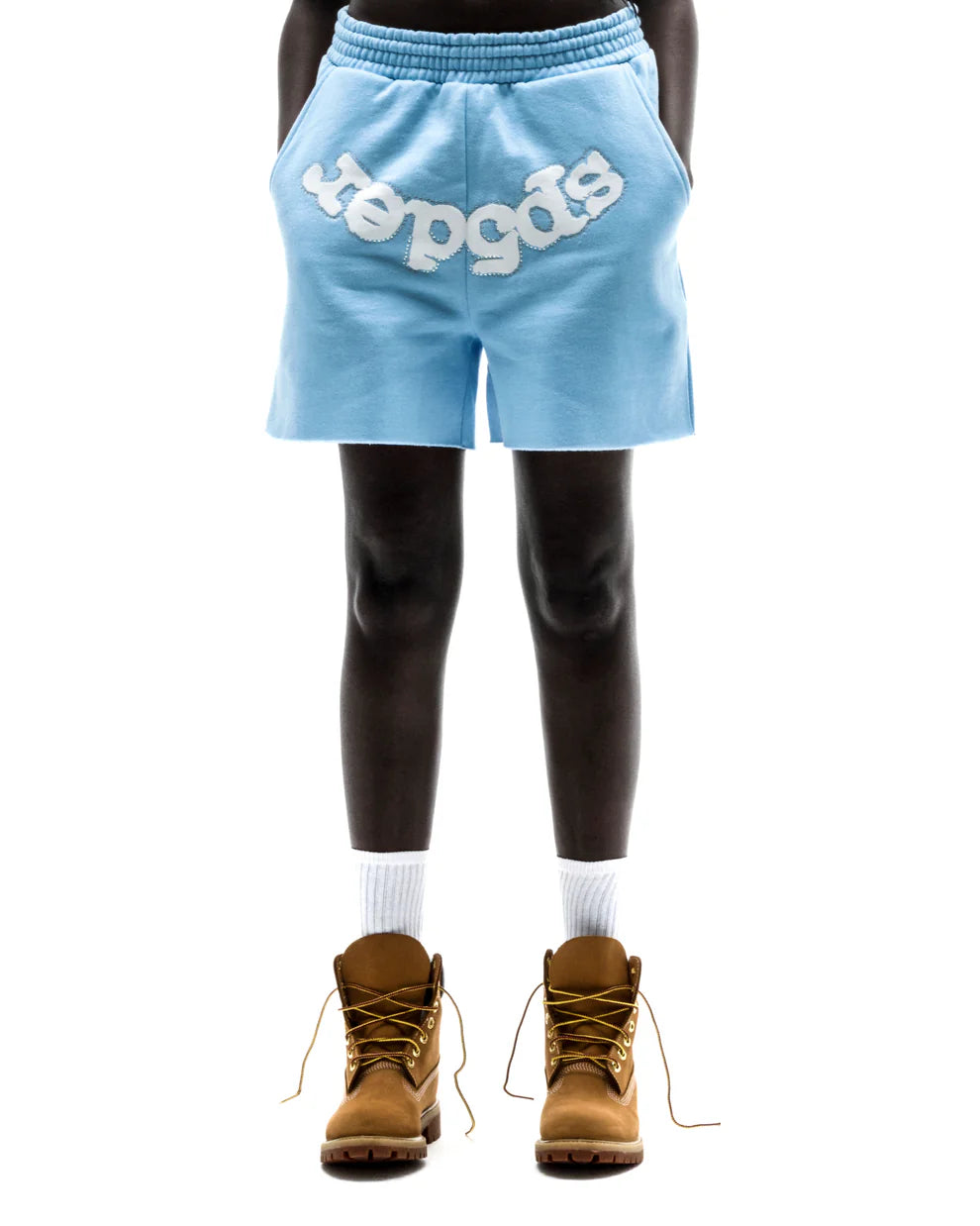 Sp5der Sky Blue OG Web Sweat Shorts