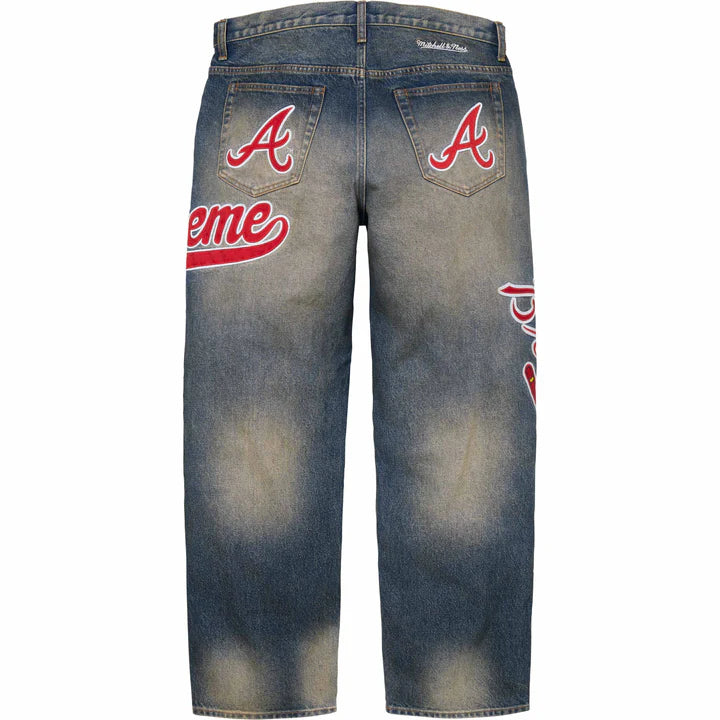 Supreme Mitchell & Ness Braves Washed Indigo Loose Fit Jeans