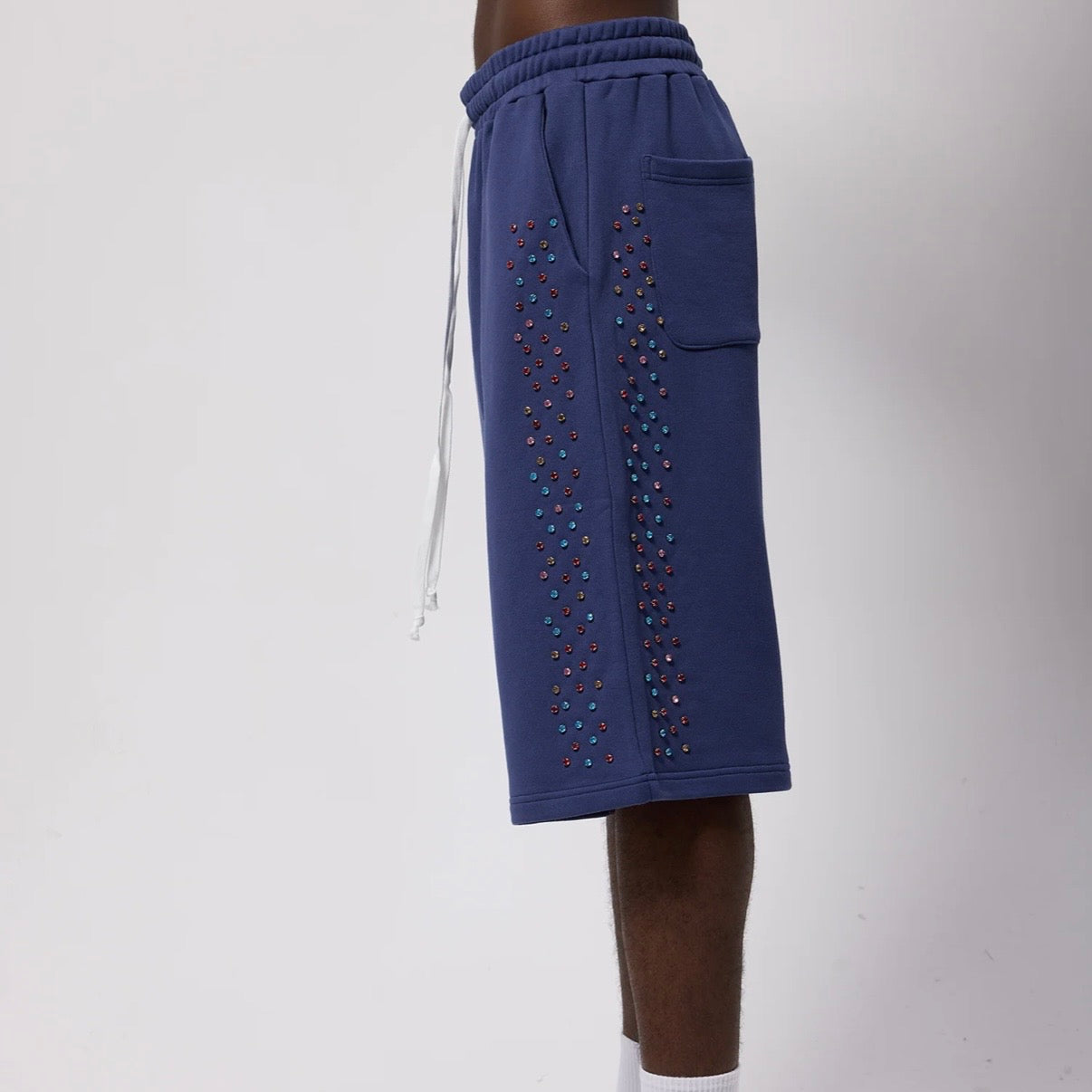 AZVA Navy Crystal Cactus Shorts